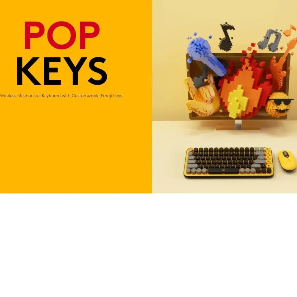 New Logitech POP KEYS Wireless Mechanical Keyboard Customizable Emoji Keys